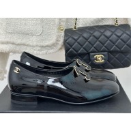 Chanel Patent Leather Loafers with CC logo black 1122-2024