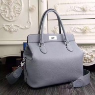 Hermes Original Togo Leather Toolbox Tote Bag Pale Blue