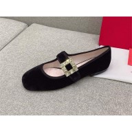 Roger Vivier Très Vivier Strass Buckle Babies Ballerinas in Velvet black 2023