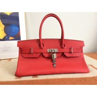 hermes shoulder birkin bag in original togo leather red handmade