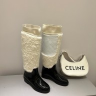Chanel Wool Fabric, Knit, Lambskin & Calfskin WHITE & Black HIGH BOOTS G39212 2022