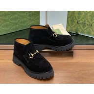 Gucci Women's/men's Sylke Horsebit suede Ankle Boot in black heel 4.5cm 2024