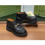 Gucci Women's/men's Sylke Horsebit leather Ankle Boot in black heel 4.5cm 2024