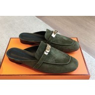 Hermes suede leather Buckle Oz  Mules Shoes 05 2024