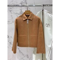 hermes cashmere zipped coat tan 2023 