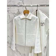 hermes cashmere zipped coat white 2023 