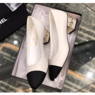 Chanel Heel 4cm Lambskin/Grosgrain Pumps G34906 white/Black 2019