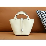 Hermes Picotin Lock Bag in original togo leather creamy with silver hardware(handmade)