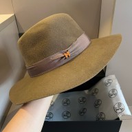 HERMES WIDE BRIM WOOL HAT KHAKI 2024