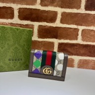 Gucci Web Ophidia Card Case Wallet 523155 GG Canvas with geometric print 