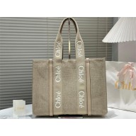 Chloe large woody tote bag in linen gray 2025