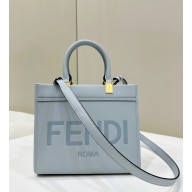 Fendi Sunshine Small Light blue leather shopper 2024