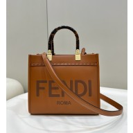 Fendi Sunshine Small brown leather shopper 2024