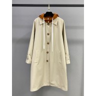 MIU MIU Reversible single-breasted Panama cotton and technical Pongé coat Clay/BROWN 2025