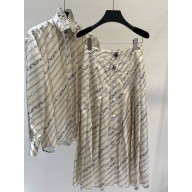 Louis Vuitton Buttoned Up Pleated shirt and Skirt white 2025