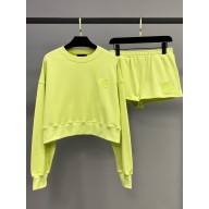 GUCCI GREEN embroidered-cotton-jersey-sweatshirt and shorts 2025
