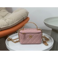 chanel Lambskin & Gold Metal Clutch with Chain AP3315 pink 2023