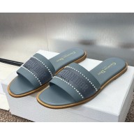 Dior Dway Slide blue Calfskin and Embroidered Cotton 2025