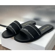 Dior Dway Slide BLACK Calfskin and Embroidered Cotton 2025