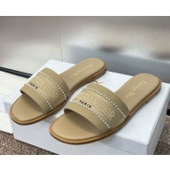 Dior Dway Slide beige Calfskin and Embroidered Cotton 2025