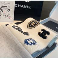 Chanel cashmere knit scarves with cc logo white 30*180cm 2024 