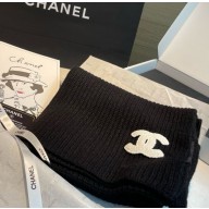 Chanel cashmere knit scarves with cc logo black 30*180cm 2024 