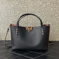 VALENTINO SMALL ROCKSTUD GRAINY CALFSKIN BAG WITH CONTRASTING LINING BLACK 2024