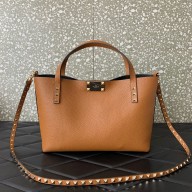 VALENTINO SMALL ROCKSTUD GRAINY CALFSKIN BAG WITH CONTRASTING LINING brown 2024