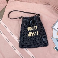 Miu Miu  woven raffia mini bag black 2024