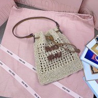 Miu Miu  woven raffia mini bag beige 2024