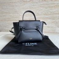 Celine mini belt pico Bag in grained calfskin black 2024