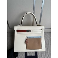 Hermes colormatic kelly 25/28 bag nata in swift leather (handmade)