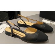 Chanel Heel 1.5cm Flat Slingbacks Leather Black 2023