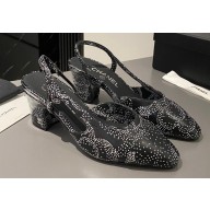 Chanel Heel 6.5cm Slingbacks G31318 Leather Printed Black 2023