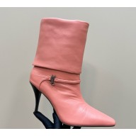 Saint Laurent Niki Logo Detailed Ankle Boots leather in pink 1031-2024