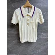 Valentino WHITE Cable-knit cotton polo sweater 2025