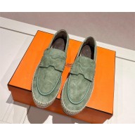 hermes suede goatskin Trip espadrilles green 2023