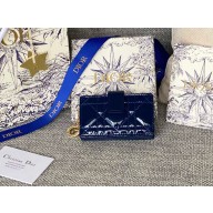 Dior Lady Dior Jasmine Card Holder dark blue Patent Cannage Calfskin 1112-2024