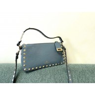 Valentino Small Rockstud Grainy Calfskin Crossbody Bag blue