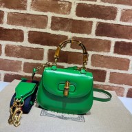 Gucci leather Mini top handle bag with Bamboo 686864 green 2021
