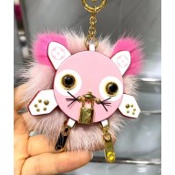 Louis Vuitton Wild Puppet Bag Charm and Key Holder M63093 Pink/White 2018