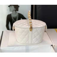 Chanel Quilted Lambskin Picnic Clutch Bag White 2023