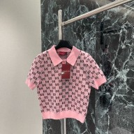 GUCCI pink Wool jacquard polo top with GG Shadow 798132 2024 