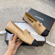 chanel Lambskin & Grosgrain apricot & Black Moccasins G45276 2023