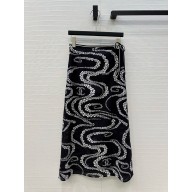 CHANEL BLACK Printed Cotton Voile SKIRT P78596 2025