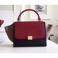 Celine Tricolor Elephant Calfskin Trapeze small Bag black/gray/red