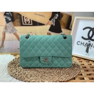 Chanel Medium Classic Flap Handbag A01112 in Caviar Leather mint green with silver Hardware
