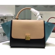 Celine Tricolor Elephant Calfskin Trapeze small Bag black/apricot/blue
