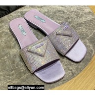 Prada Satin Flat Slides Sandals with Crystals 01 2022