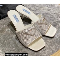 Prada Heel 6cm Satin Slides Sandals with Crystals 07 2022